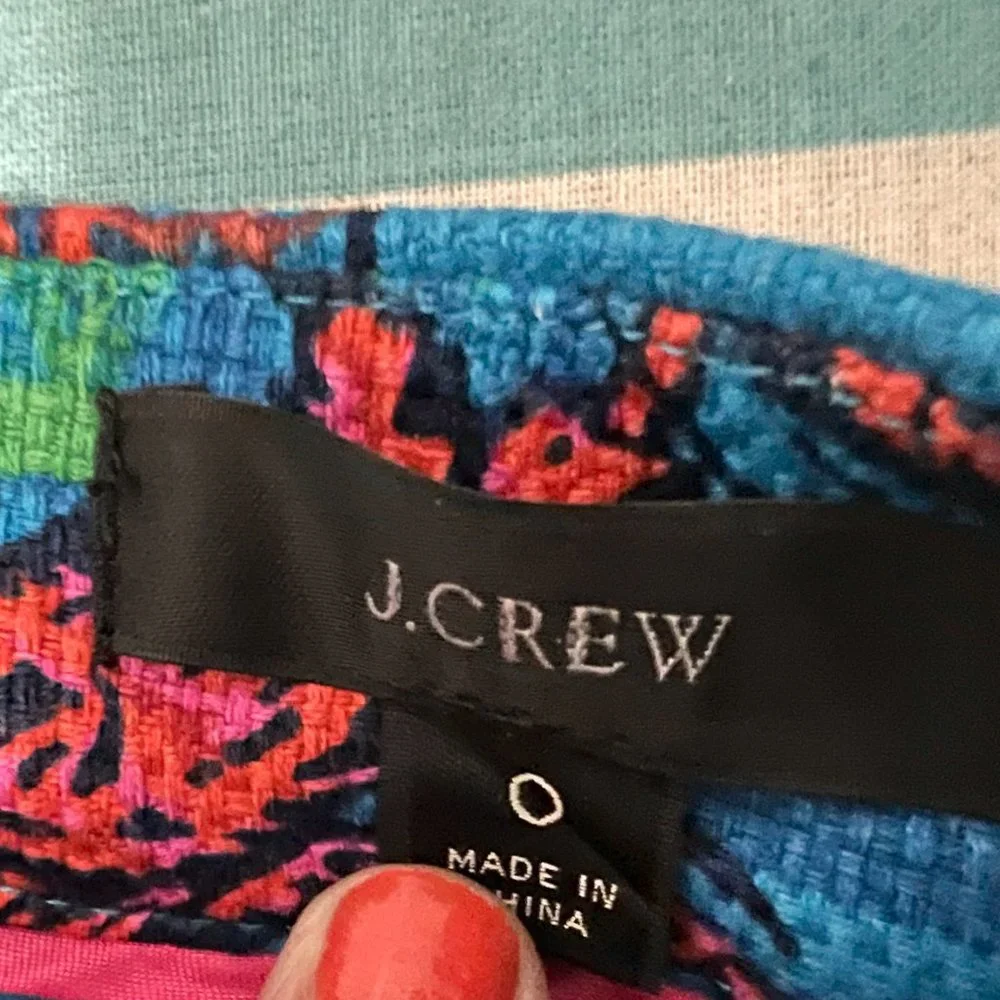 J.Crew Pencil Skirt in a Lobster Print Grass Cloth Skirt size 0